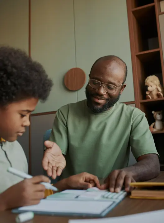 Teacher and student working together